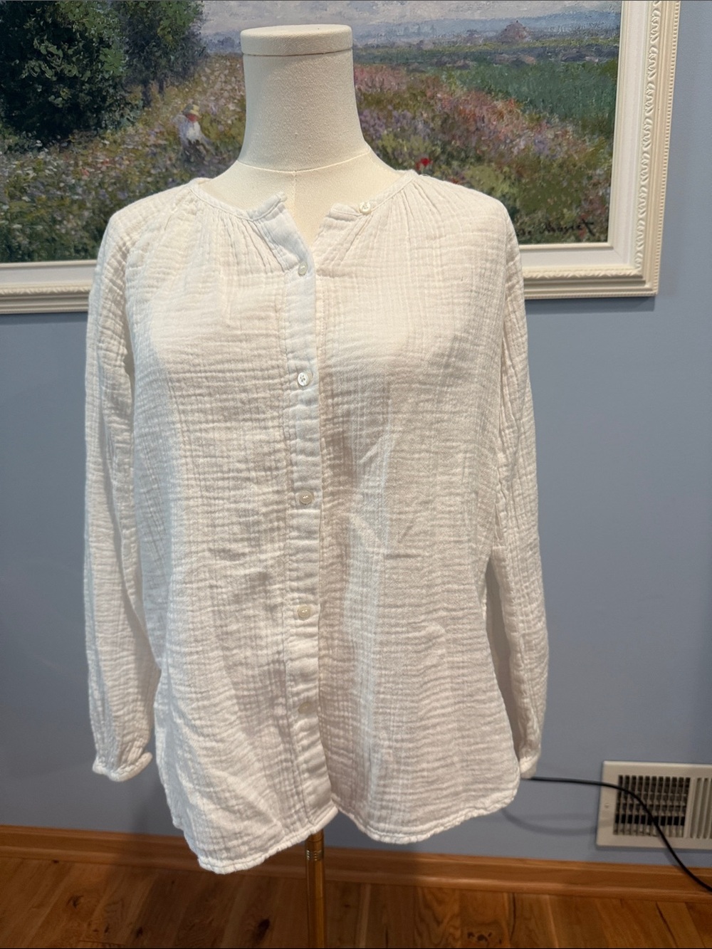 GAP White Button-Front Gauze Shirt